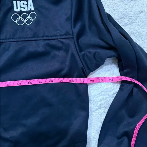 Vintage USA Olympic Committee Track Jacket Made in USA Black Full Zip Large